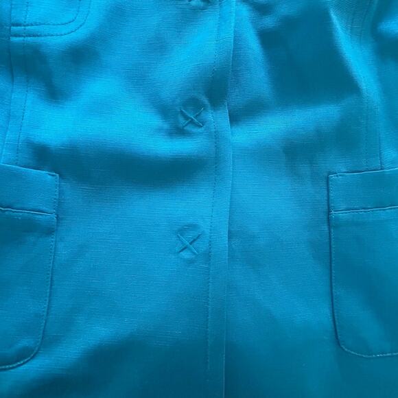 Talbots Collection Linen Silk Blue Lightweight Blazer Jacket Pockets Womens Sz 8 - Picture 3 of 9